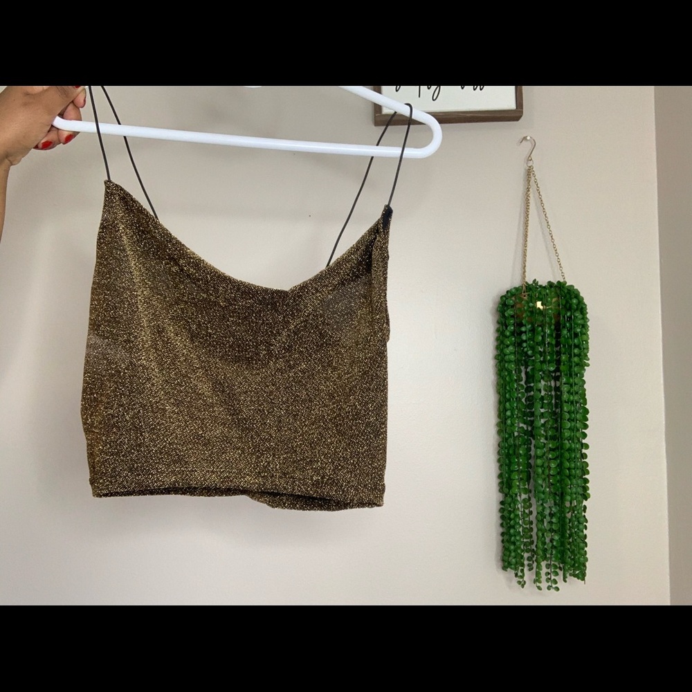 Gold sparkle tank top